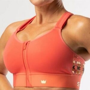 SHEFIT Flex Sports Bra Barbeline London Coral Leopard Dragonfly Size XS